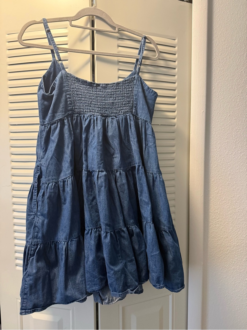 Wrangler Blue Denim Tiered Mini Dress